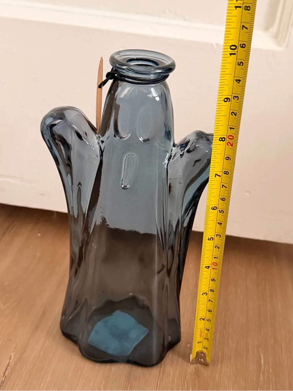 Halloween ghost Smoky Blue depression Glass like Vase
